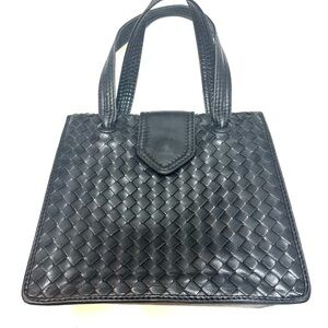 Bottega Veneta Intrecciato Woven Leather Tote Handbag - Black